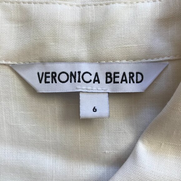 Veronica Beard Rafaela Eyelet Shirt Dress Womens 6 Cream Short Sleeve Cotton - Picture 6 of 12